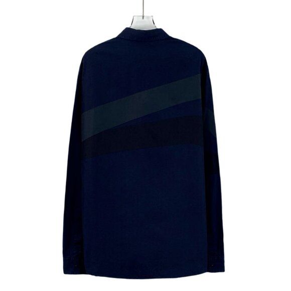 DM0107 Hermes Mens Long-Sleeve Button-Up Shirt With Geometric Stripe Design - Picture 2 of 8